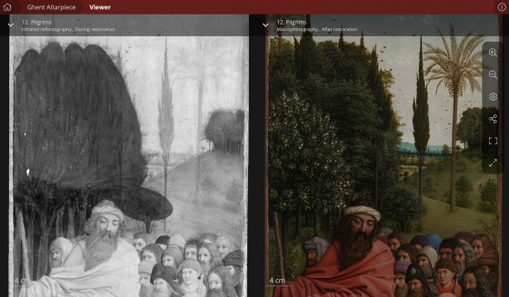  The two trees in the centre were not initially planned but added later by the Van Eycks, after the sky was already completed.