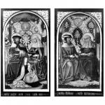 The Genealogy of The Virgin (left wing), Saints Stollanus and Emerentia (right wing), The Annunciation (closed) - Proximity of the Master of the Holy Family with Saint Anne - 1500