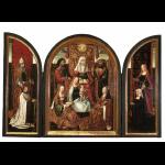A Canon with Saint Livinus (left wing), The Family of Saint Anne
(centre panel), Donor with Saint Elizabeth (right wing), The Annunciation (closed) - Proximity of the Master of the Holy Family with Saint Anne - 1500 - 1510