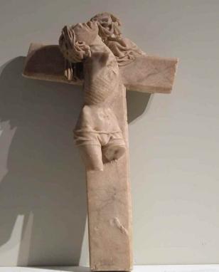 Master of Rimini, The Good Thief, alabaster, c. 1430, Private Collection.