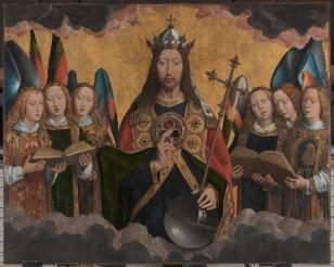 Hans Memling, Christ with singing and music-making Angels, KMSKA.