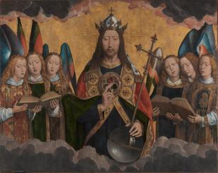 Hans Memling, Christ with singing and music-making Angels, KMSKA.