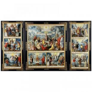 The Eight Beatitudes (open), Balaam and his Donkey (closed, left wing), King Balak of Moab (closed, right wing) - Southern Low Countries, Middle of the 16th Century Anonymous Master - 1553