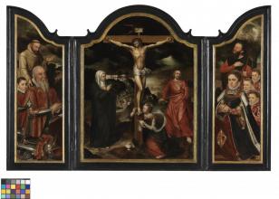 Crucified Christ with Mary, John and Mary Magdalene - Pieter I Claeissens - 1567